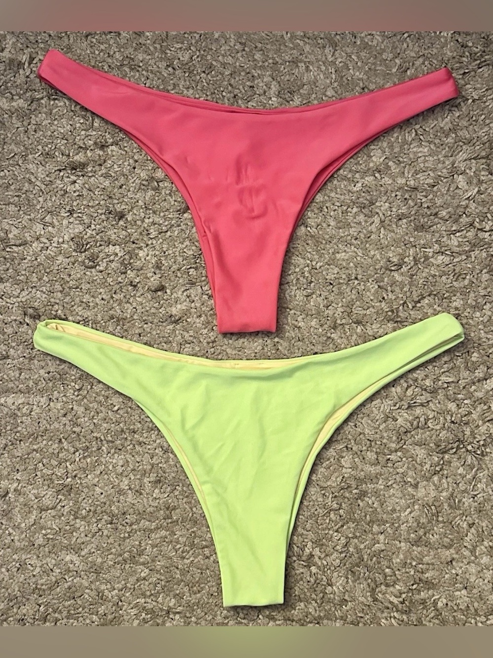 Lot Of 2 Relleciga Womenโs Size L Pink/Neon Green Cheeky Bikini Bottoms Swimwear